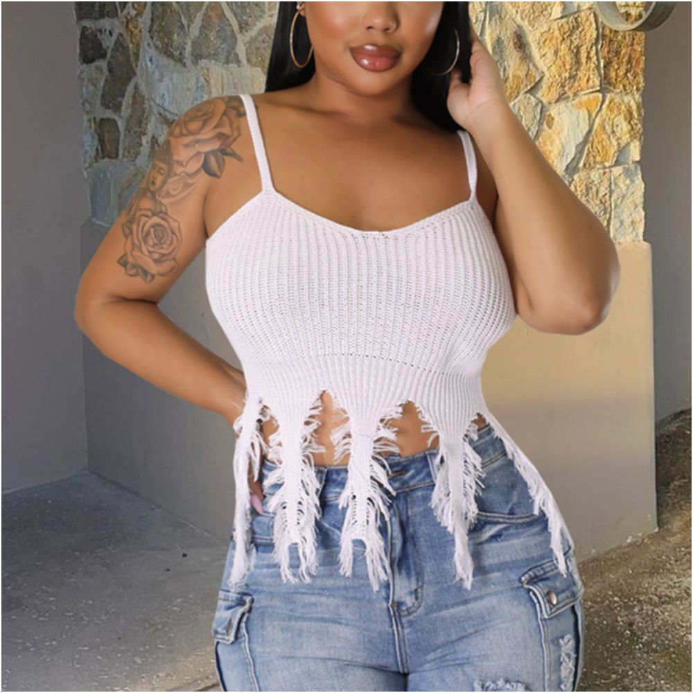 European and American spicy girl style women s clothing 2024 autumn new product woolen suspender tassel qi31048 qipao fashion sexy sweater image 1