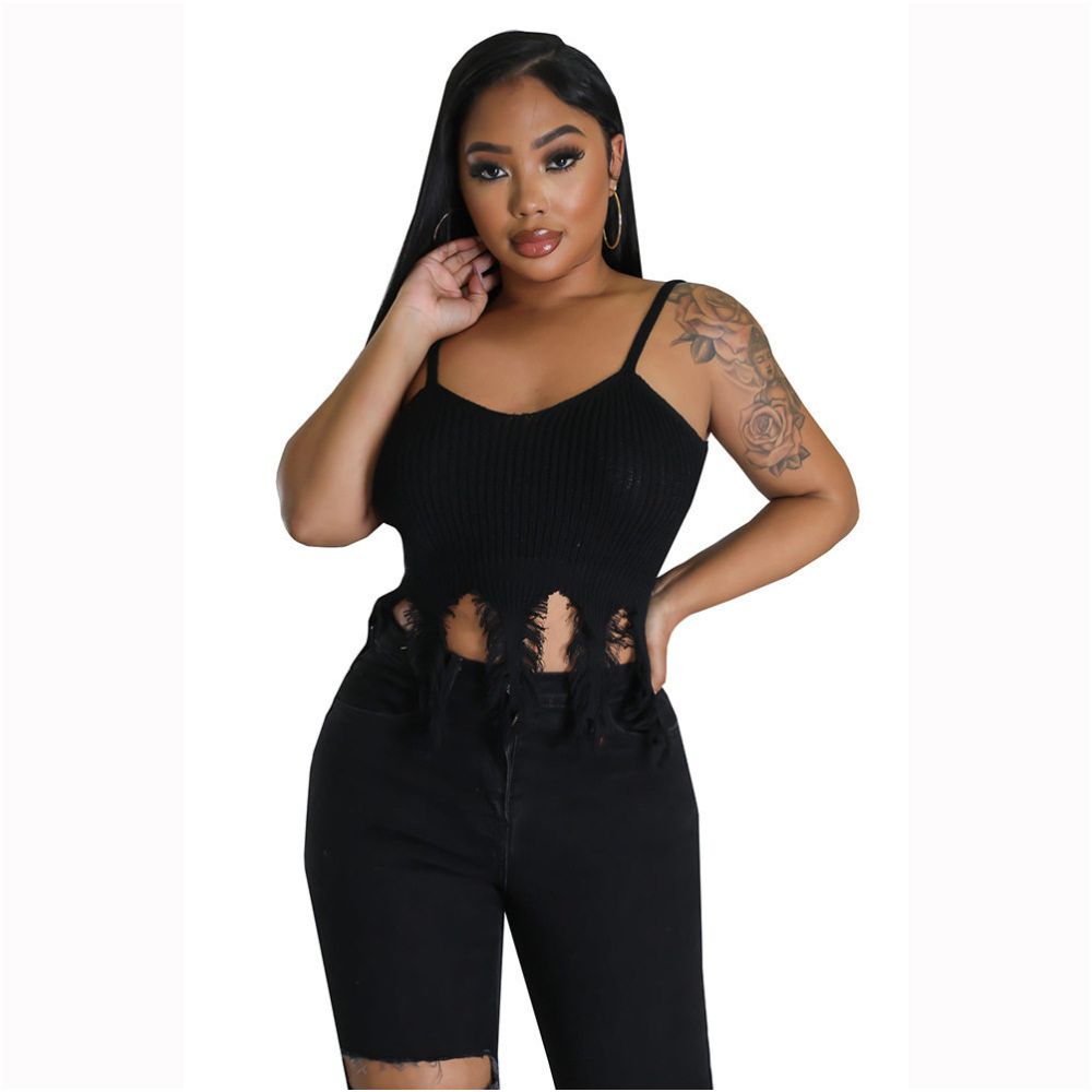 European and American spicy girl style women s clothing 2024 autumn new product woolen suspender tassel qi31048 qipao fashion sexy sweater image 5