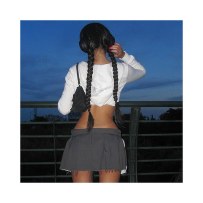 American sexy hot girl short high waisted hooded sweatshirt women s spring and autumn zipper cardigan pocket hooded long sleeved top image 4