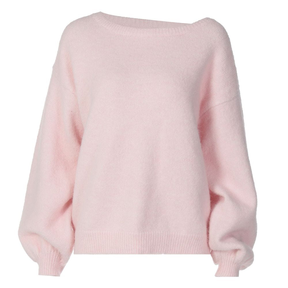 Shemoda autumn and winter lazy style loose casual soft glutinous sweater women s diagonal shoulder chic age reducing knitted long sleeved top image 5
