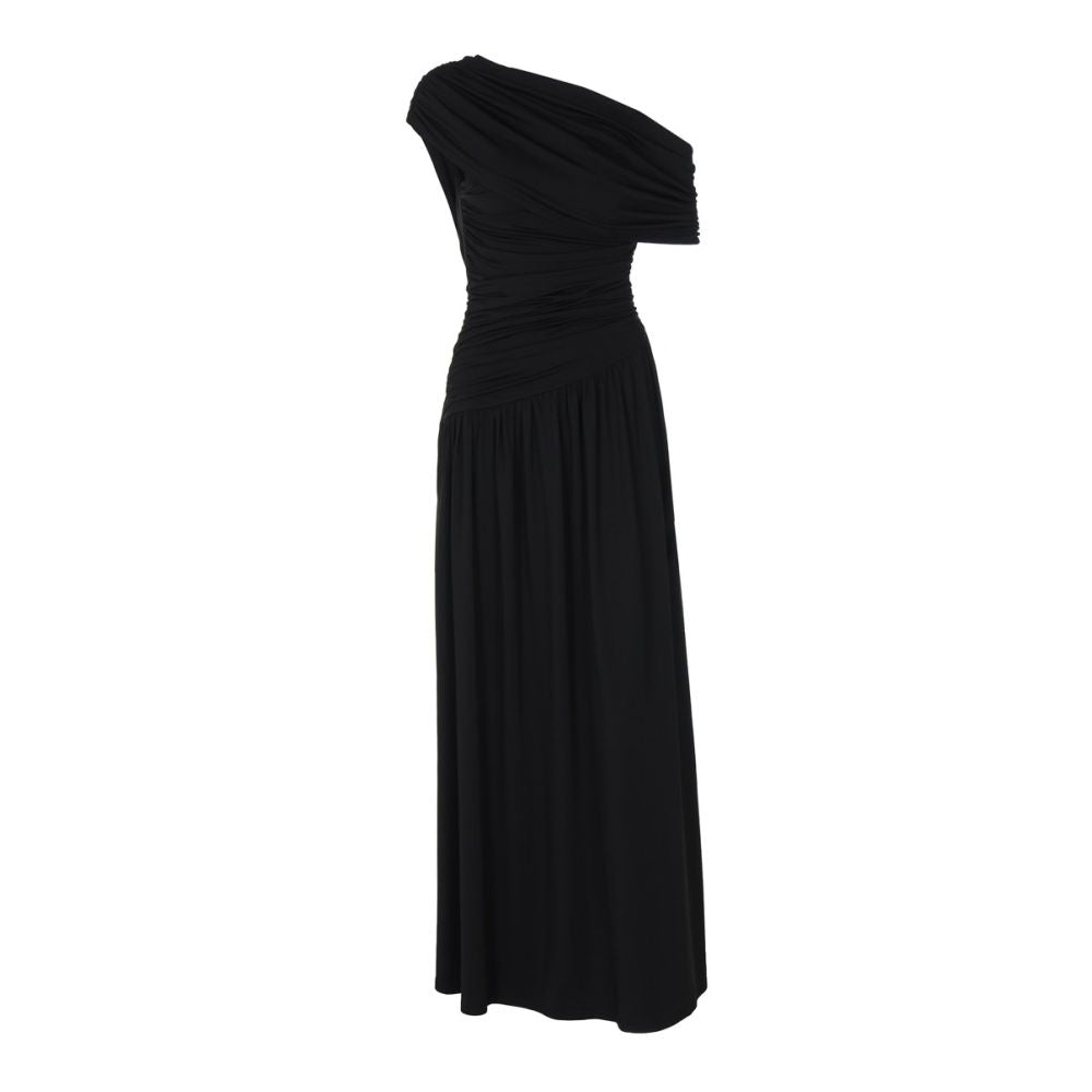 Shemoda Irregular Slant Collar Off Shoulder Dress for Women Stretch Slimming Folded High Waist Splicing Falling Long Dress image 5
