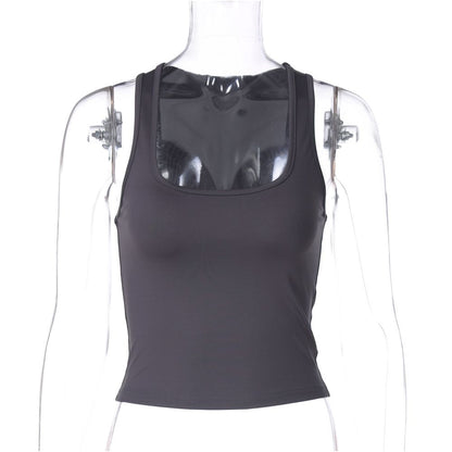 Shemoda summer basic casual sports versatile solid color elastic slim fit tank top spicy girl top female
