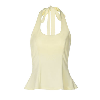 Shemoda European and American style U neck halter top women s backless strap slim fit slim and slightly flared spicy girl short top image 5