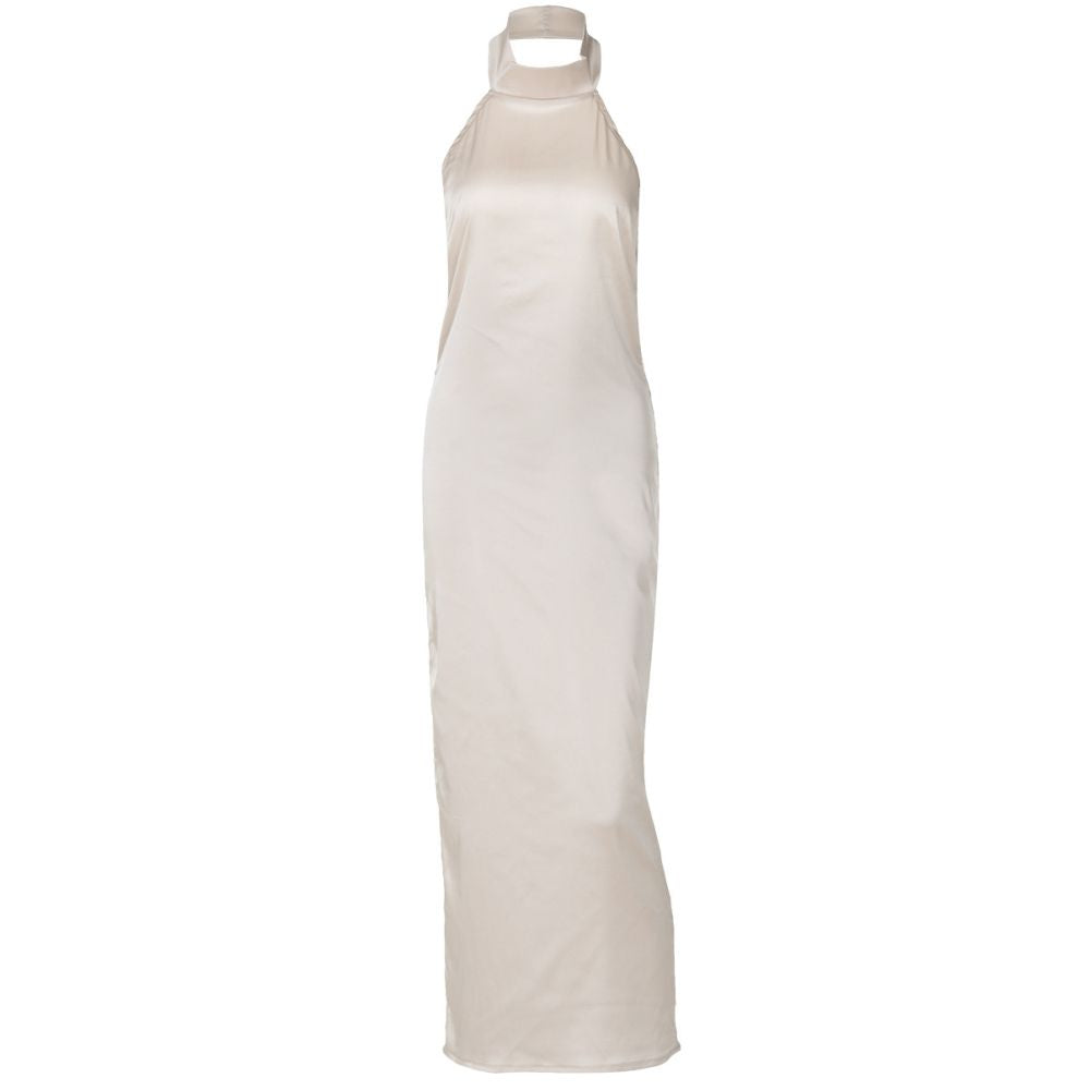 European and American style sexy hanging neck big backless sleeveless dress with women s pleats high waist slim fit hip hugging knee high long skirt image 5