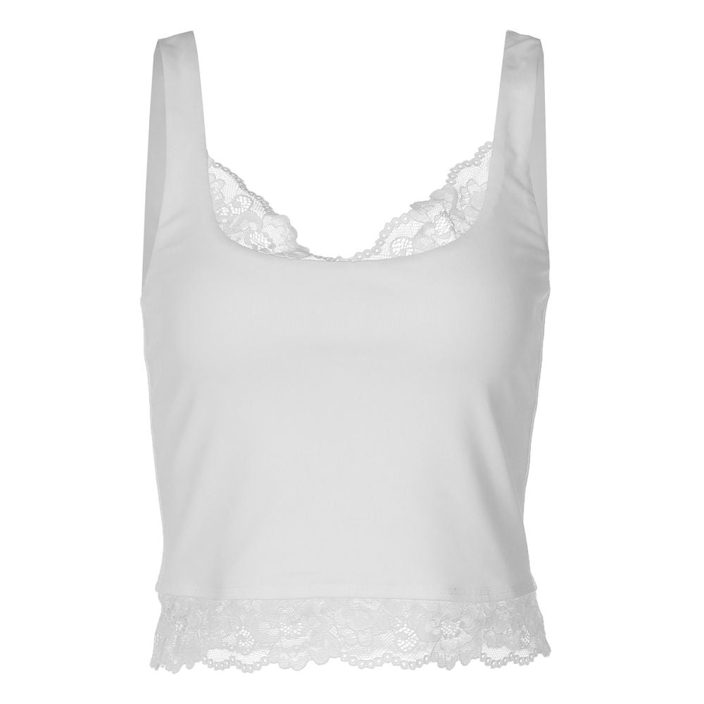 Shemoda European and American style sexy lace patchwork square neck tank top women s versatile slim fit spicy girl base top image 5