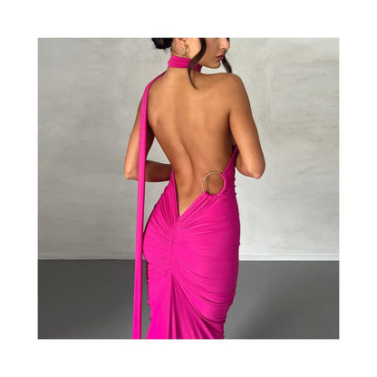 Transitional sexy ZONE Thai niche light luxury ribbon floor over knee dress ins celebrity red carpet European and American long skirt image 3