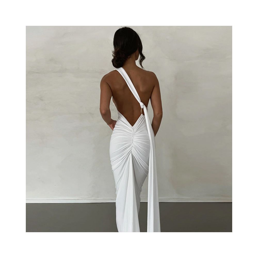 Transitional sexy ZONE Thai niche light luxury ribbon floor over knee dress ins celebrity red carpet European and American long skirt image 4