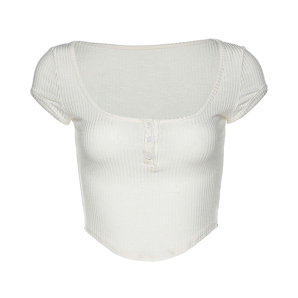 Yi Mengling same style Instagram design spicy girl with exposed navel white dopamine wearing short sleeved shirt short sleeved T shirt summer image 5