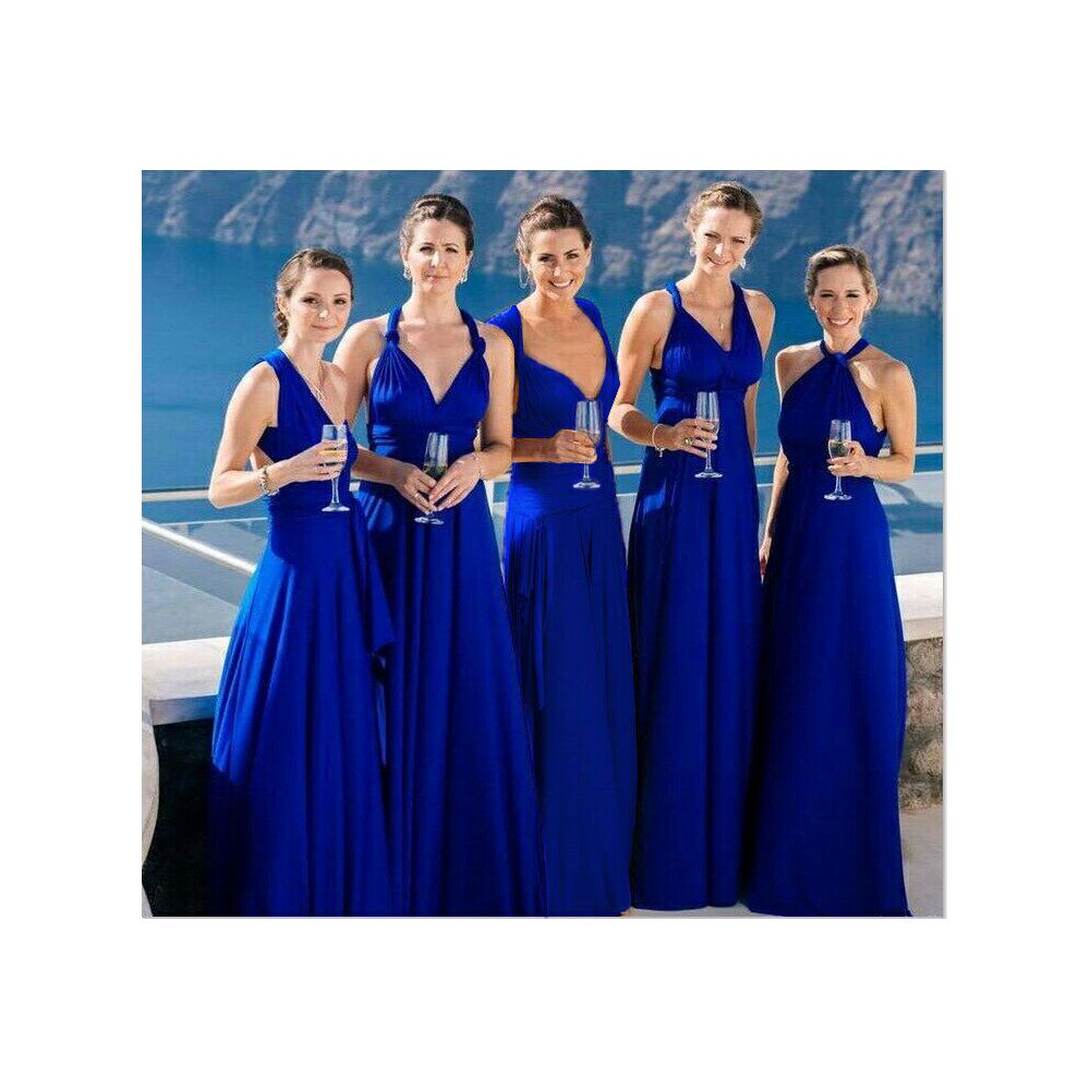 Transitional sexy ZONE multiple dressing styles strap dress evening gown noble grape purple floor dragging bridesmaid dress image 3