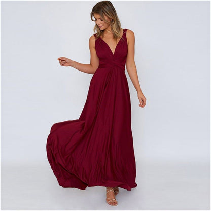 Transitional sexy ZONE multiple dressing styles strap dress evening gown noble grape purple floor dragging bridesmaid dress image 5