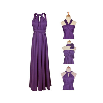 Transitional sexy ZONE multiple dressing styles strap dress evening gown noble grape purple floor dragging bridesmaid dress