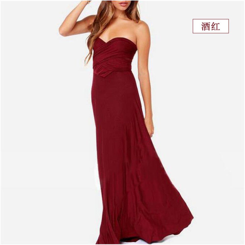 Transitional sexy ZONE multiple dressing styles strap dress evening gown noble grape purple floor dragging bridesmaid dress
