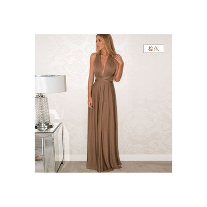 Transitional sexy ZONE multiple dressing styles strap dress evening gown noble grape purple floor dragging bridesmaid dress