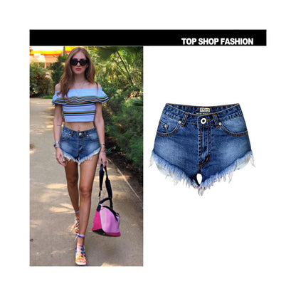 AliExpress EBAY Amazon s new sexy high waisted hairy fringe women s versatile denim shorts show off thinness and leg length image 1