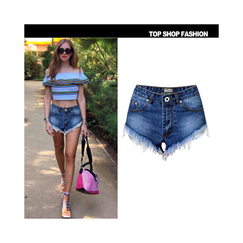 AliExpress EBAY Amazon s new sexy high waisted hairy fringe women s versatile denim shorts show off thinness and leg length image 0