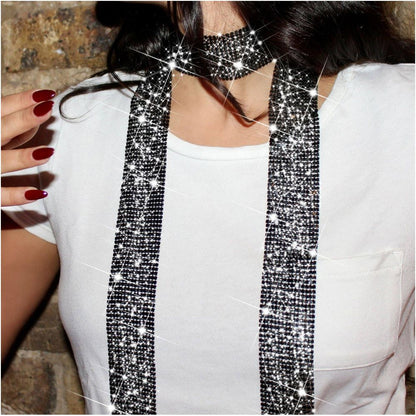 Transitional sexy European and American style street decor spicy girl music festival shiny diamond scarf necklace music festival bar nightclub image 5