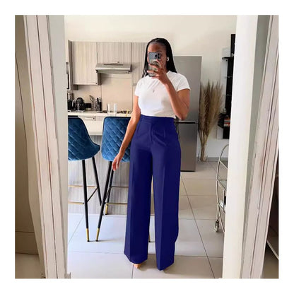 Women s high waisted straight leg wide leg pants image 4