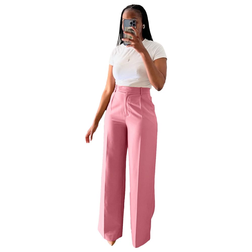 Women s high waisted straight leg wide leg pants image 3