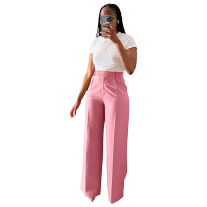 Women s high waisted straight leg wide leg pants image 3