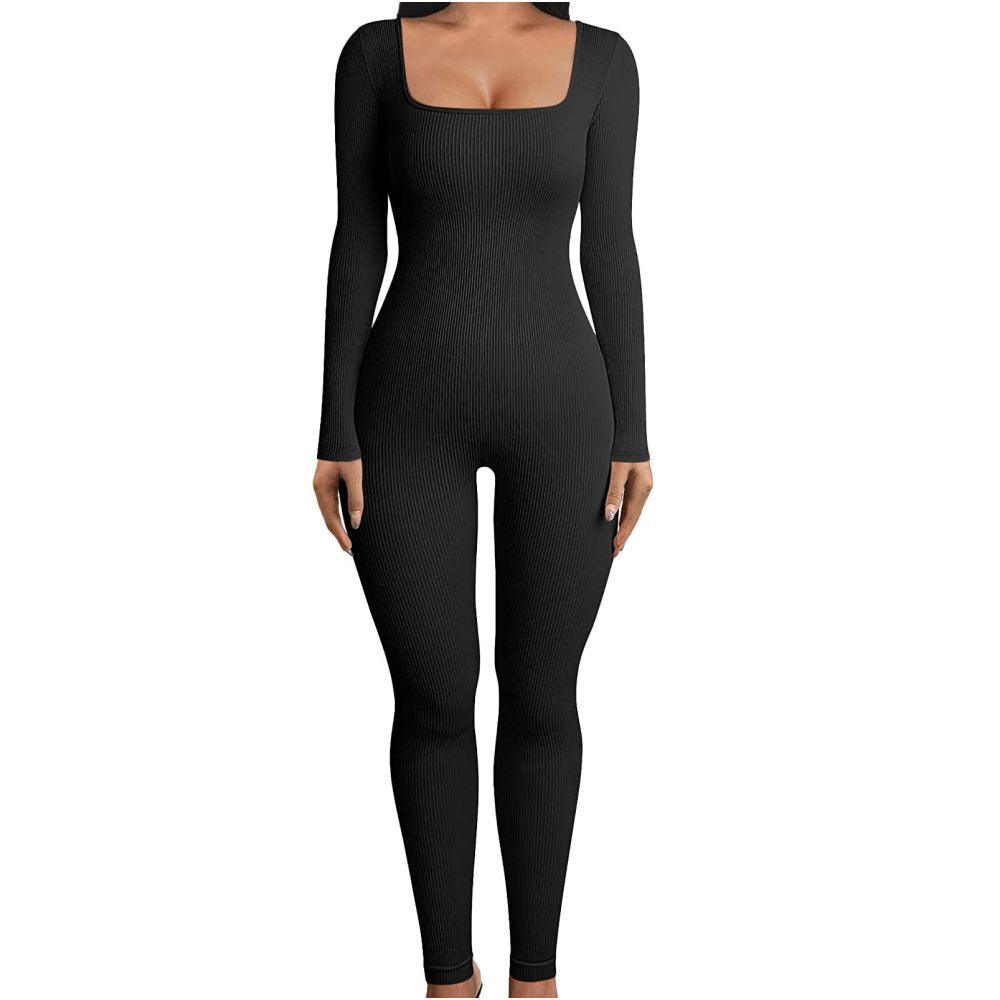 Women Cotton Jumpsuit Pants 2023 Knitted Cotton Backless Butt Lifting Slimming Sports jumpsuit image 2