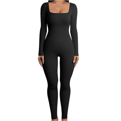 Women Cotton Jumpsuit Pants 2023 Knitted Cotton Backless Butt Lifting Slimming Sports jumpsuit image 2