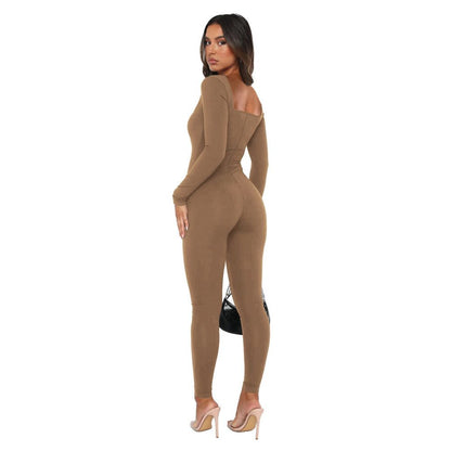 Women Cotton Jumpsuit Pants 2023 Knitted Cotton Backless Butt Lifting Slimming Sports jumpsuit image 5
