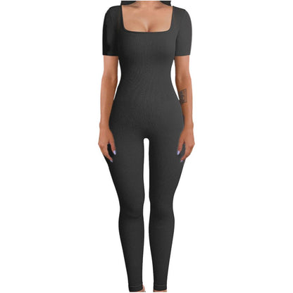 Women Cotton Jumpsuit Pants 2023 Knitted Cotton Backless Butt Lifting Slimming Sports jumpsuit
