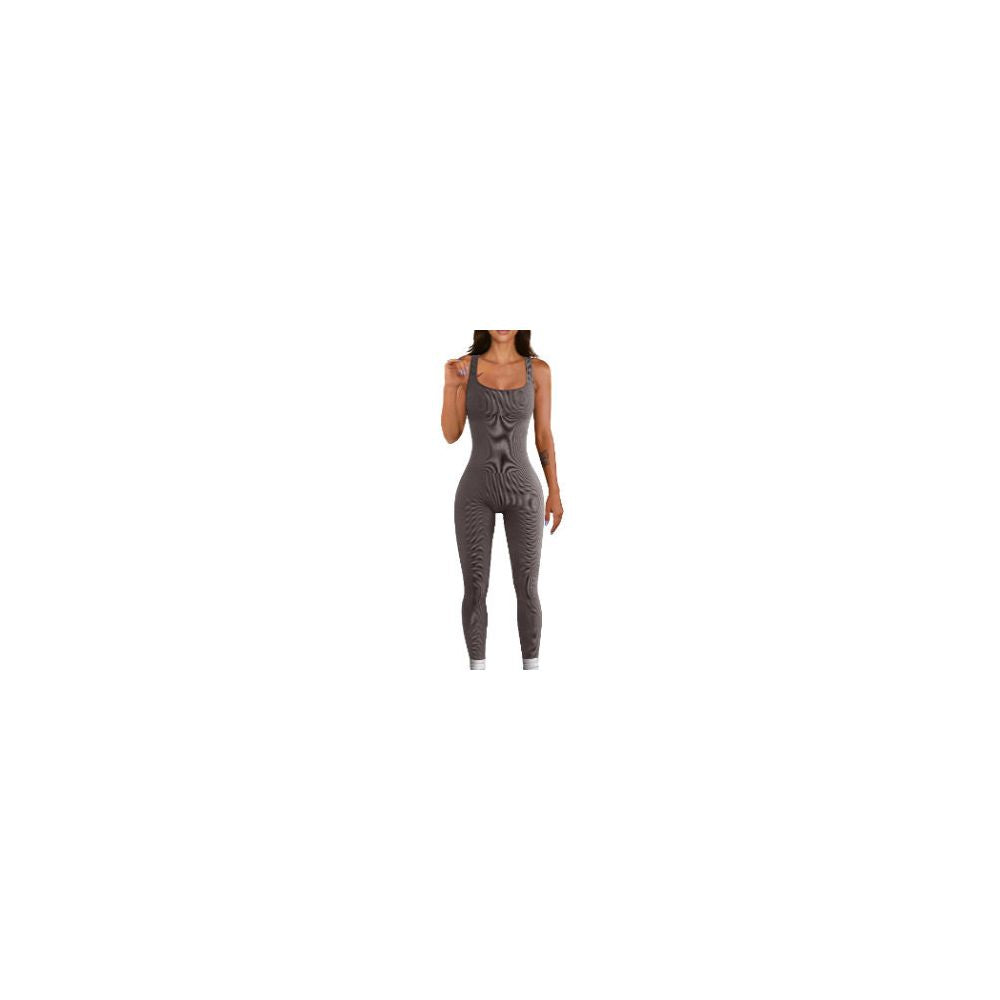Women Cotton Jumpsuit Pants 2023 Knitted Cotton Backless Butt Lifting Slimming Sports jumpsuit