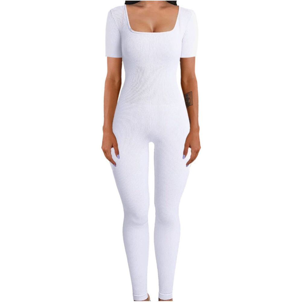 Women Cotton Jumpsuit Pants 2023 Knitted Cotton Backless Butt Lifting Slimming Sports jumpsuit