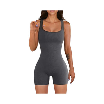 Women Cotton Jumpsuit Pants 2023 Knitted Cotton Backless Butt Lifting Slimming Sports jumpsuit