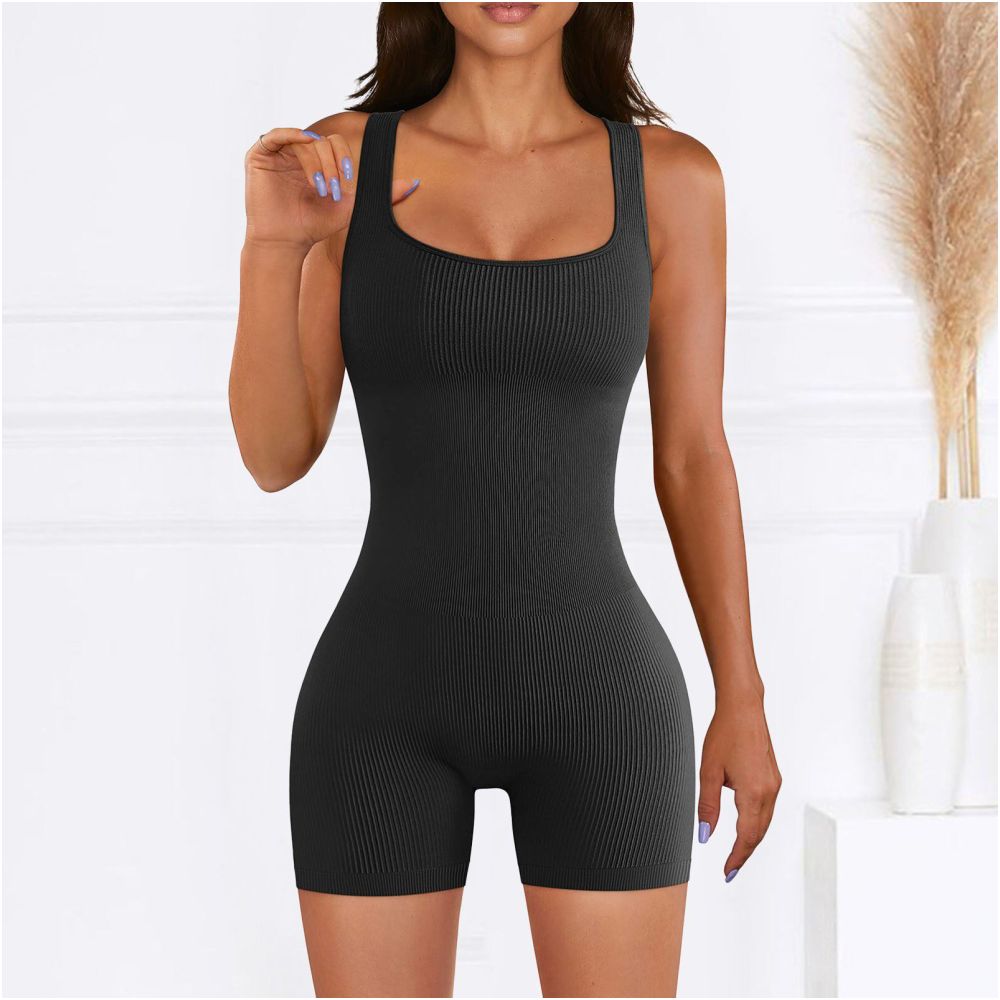 Women Cotton Jumpsuit Pants 2023 Knitted Cotton Backless Butt Lifting Slimming Sports jumpsuit