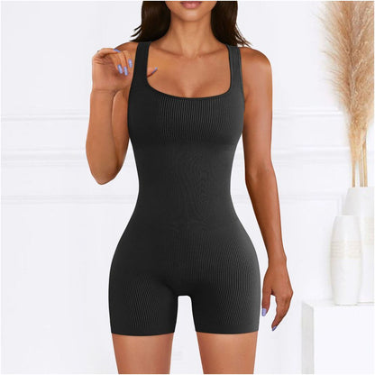 Women Cotton Jumpsuit Pants 2023 Knitted Cotton Backless Butt Lifting Slimming Sports jumpsuit