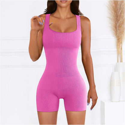 Women Cotton Jumpsuit Pants 2023 Knitted Cotton Backless Butt Lifting Slimming Sports jumpsuit