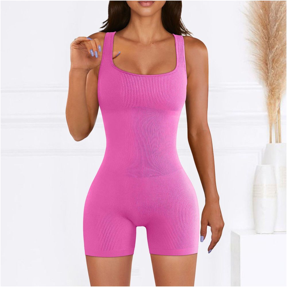 Women Cotton Jumpsuit Pants 2023 Knitted Cotton Backless Butt Lifting Slimming Sports jumpsuit