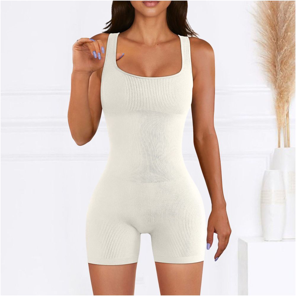 Women Cotton Jumpsuit Pants 2023 Knitted Cotton Backless Butt Lifting Slimming Sports jumpsuit