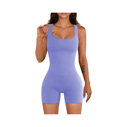 Women Cotton Jumpsuit Pants 2023 Knitted Cotton Backless Butt Lifting Slimming Sports jumpsuit