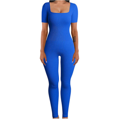 Women Cotton Jumpsuit Pants 2023 Knitted Cotton Backless Butt Lifting Slimming Sports jumpsuit