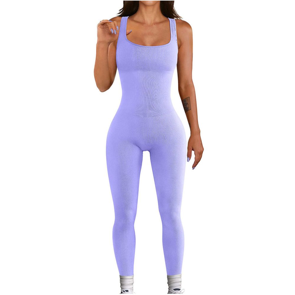 Women Cotton Jumpsuit Pants 2023 Knitted Cotton Backless Butt Lifting Slimming Sports jumpsuit