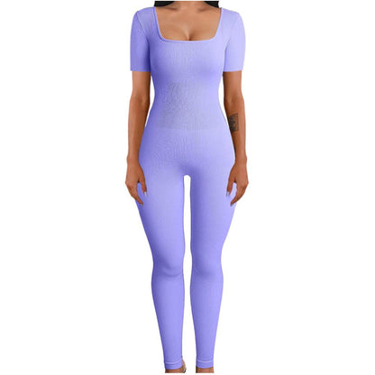 Women Cotton Jumpsuit Pants 2023 Knitted Cotton Backless Butt Lifting Slimming Sports jumpsuit