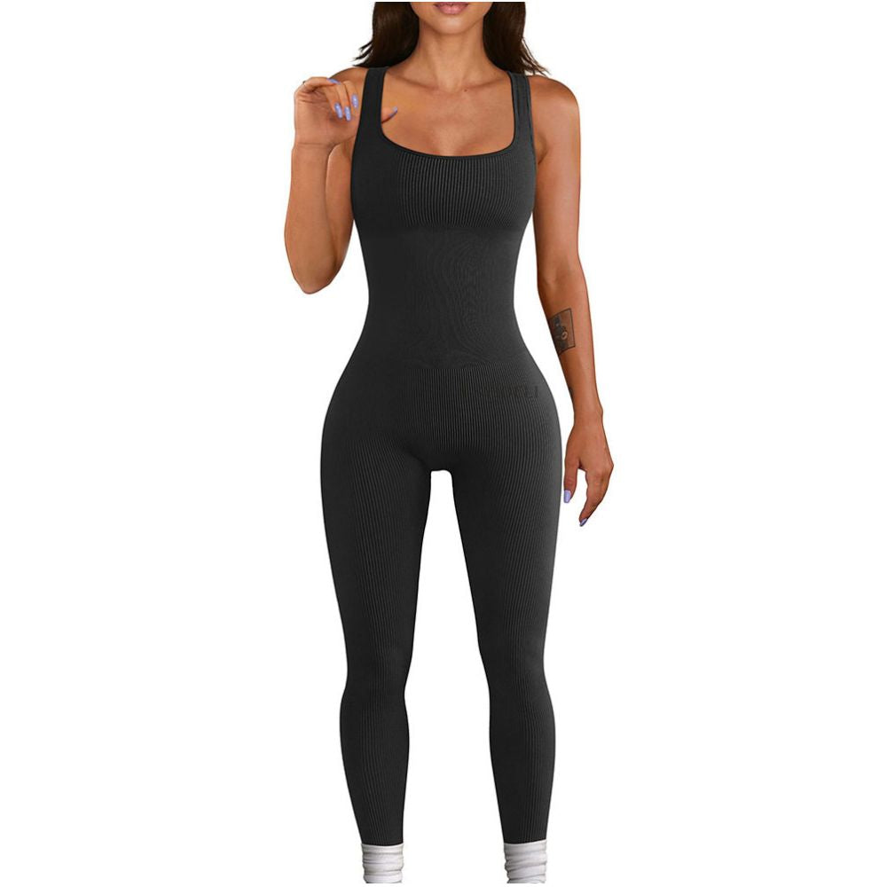 Women Cotton Jumpsuit Pants 2023 Knitted Cotton Backless Butt Lifting Slimming Sports jumpsuit
