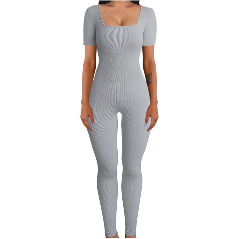 Women Cotton Jumpsuit Pants 2023 Knitted Cotton Backless Butt Lifting Slimming Sports jumpsuit