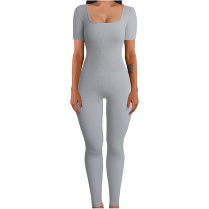 Women Cotton Jumpsuit Pants 2023 Knitted Cotton Backless Butt Lifting Slimming Sports jumpsuit