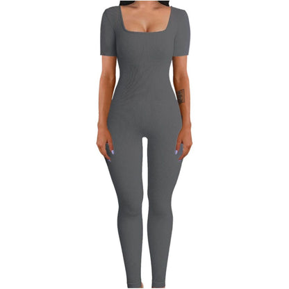 Women Cotton Jumpsuit Pants 2023 Knitted Cotton Backless Butt Lifting Slimming Sports jumpsuit