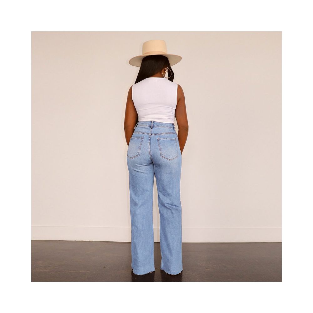 Women jeans pants users 2024 ripped jeans washed wide leg straight leg pants for women image 0