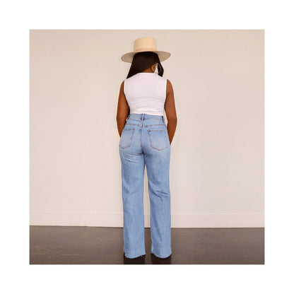 Women jeans pants users 2024 ripped jeans washed wide leg straight leg pants for women image 0