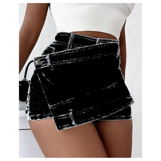 Women s fashion sexy jeans skirt women s summer Korean version slimming denim skirt pants shorts trendy