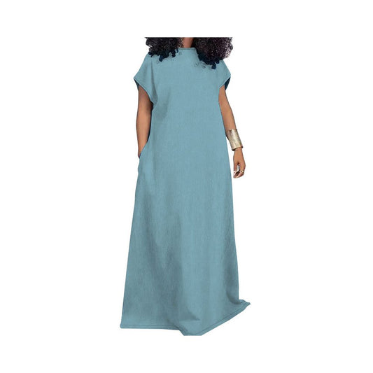 Women jeans dress fashion new denim dress retro loose deep V backless dress