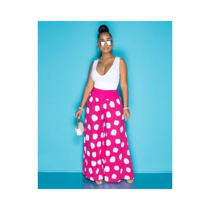 Women loose pants fashion European and American printed casual Vogue letter wide leg pants with pockets image 2