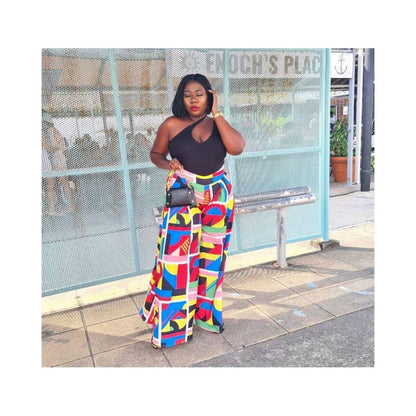 Women loose pants fashion European and American printed casual Vogue letter wide leg pants with pockets image 0