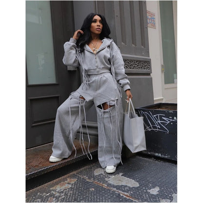 Krasa Hooded Zipper Sports suit